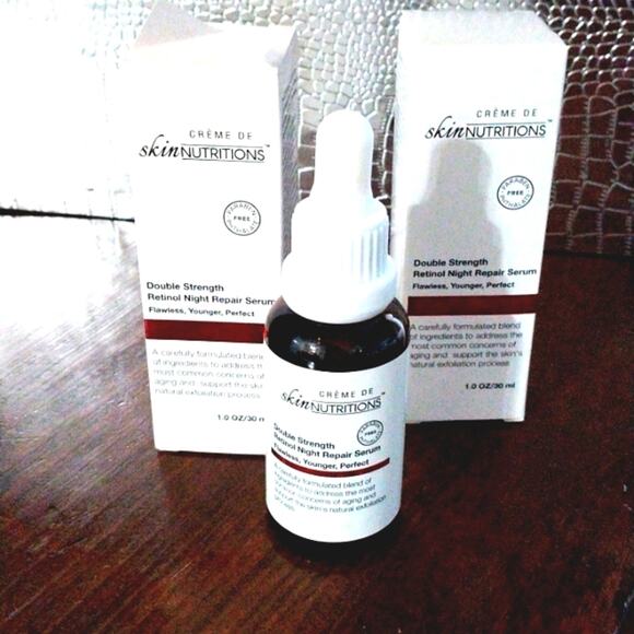 2 Bottles Creme de Skin Nutritions Retinol Double Strength Night Repair Serum - Picture 1 of 4